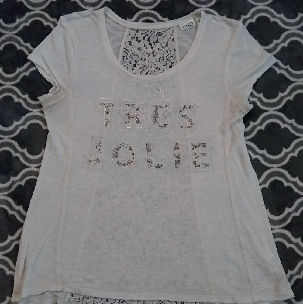 (5/$20) Tres Jolie Lace back shirt